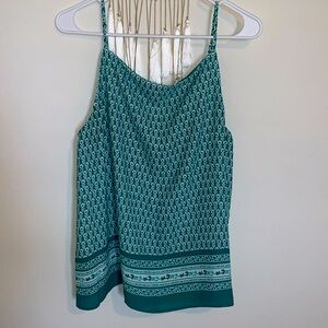 LOFT Teal Patterned Tank Top